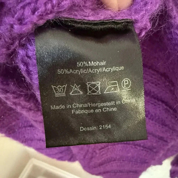 Baum Und Pferdgarten Women's Purple Mohair Blend Mockneck Ribbed Sweater Large - Picture 5 of 7